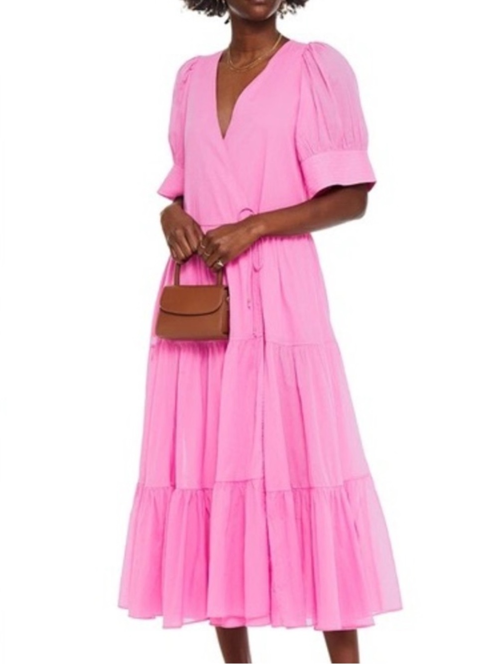 RHODE Gina Tiered Cotton Midi Wrap Dress Size XS